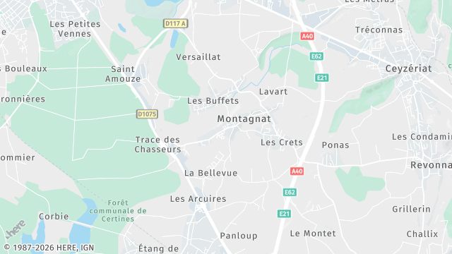 Carte de la zone d'intervention à Montagnat