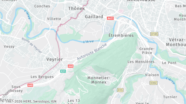 Carte de la zone d'intervention à Étrembières