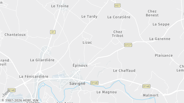 Carte de la zone d'intervention à Savigné