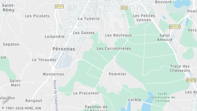 Carte de la zone d'intervention à Péronnas