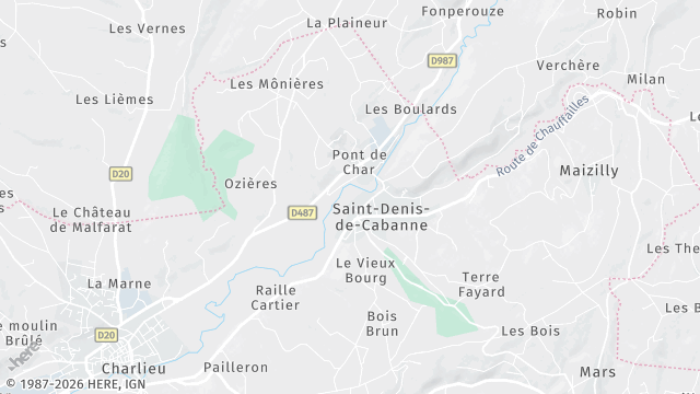 Carte de la zone d'intervention à Saint-Denis-de-Cabanne