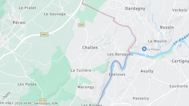 Carte de la zone d'intervention à Challex