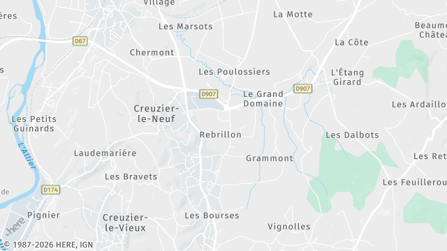 Carte de la zone d'intervention à Creuzier-le-Neuf