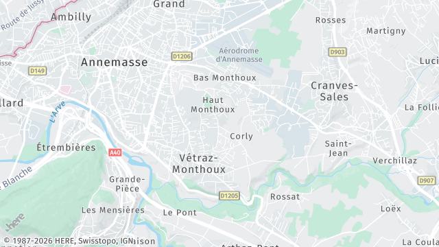 Carte de la zone d'intervention à Vétraz-Monthoux