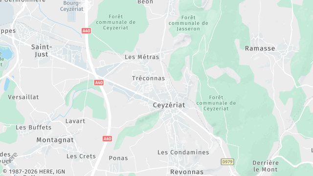Carte de la zone d'intervention à Ceyzériat