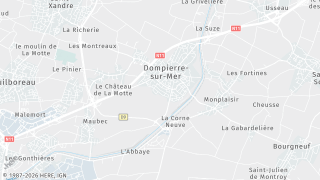 Carte de la zone d'intervention à Dompierre-sur-Mer