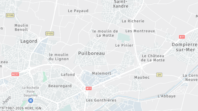 Carte de la zone d'intervention à Puilboreau