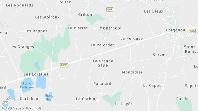 Carte de la zone d'intervention à Montracol