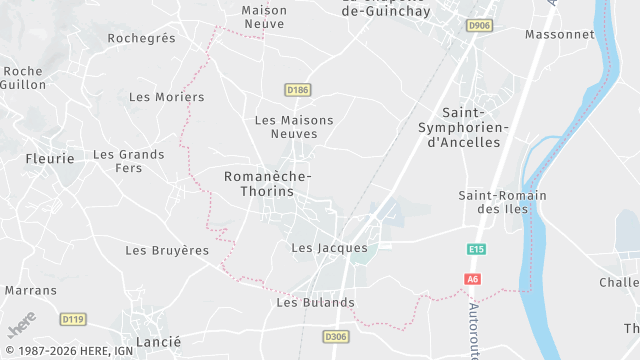 Carte de la zone d'intervention à Romanèche-Thorins