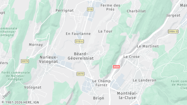 Carte de la zone d'intervention à Béard-Géovreissiat