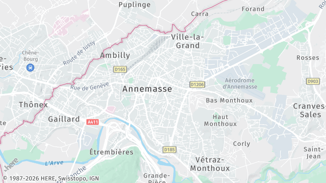 Carte de la zone d'intervention à Annemasse