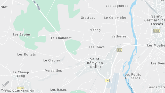 Carte de la zone d'intervention à Saint-Rémy-en-Rollat