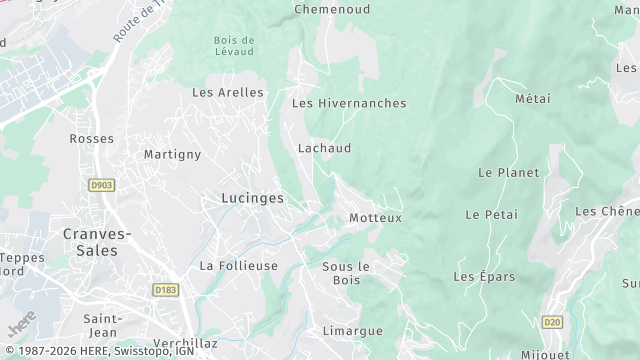 Carte de la zone d'intervention à Lucinges