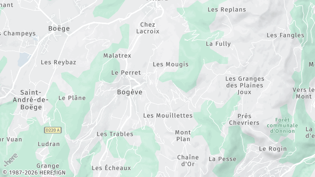 Carte de la zone d'intervention à Bogève