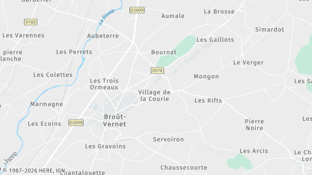 Carte de la zone d'intervention à Broût-Vernet