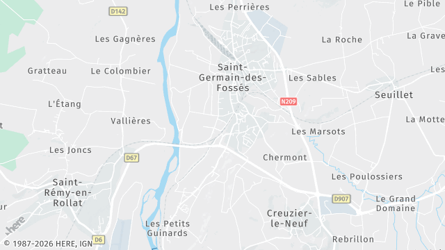 Carte de la zone d'intervention à Saint-Germain-des-Fossés
