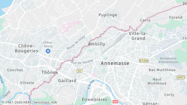 Carte de la zone d'intervention à Ambilly