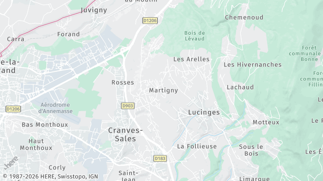 Carte de la zone d'intervention à Cranves-Sales
