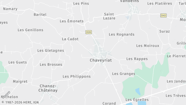 Carte de la zone d'intervention à Chaveyriat
