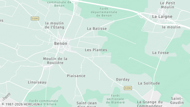 Carte de la zone d'intervention à Benon