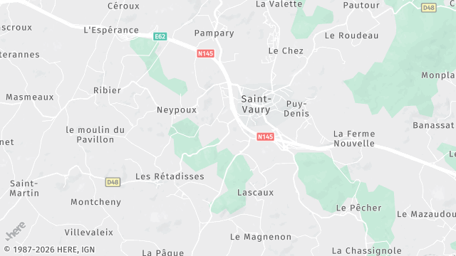 Carte de la zone d'intervention à Saint-Vaury