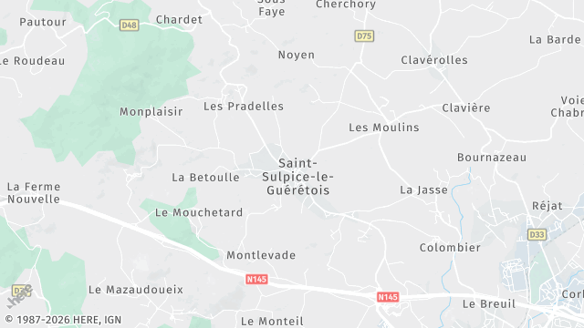 Carte de la zone d'intervention à Saint-Sulpice-le-Guérétois