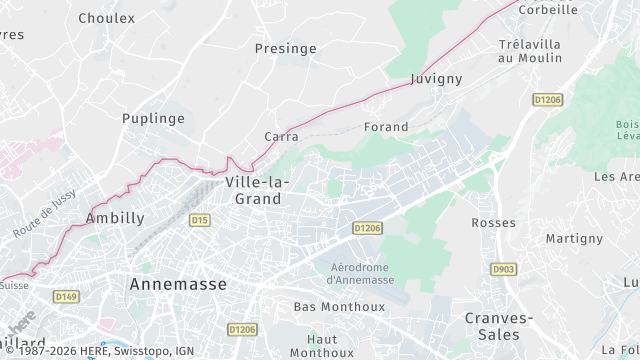 Carte de la zone d'intervention à Ville-la-Grand
