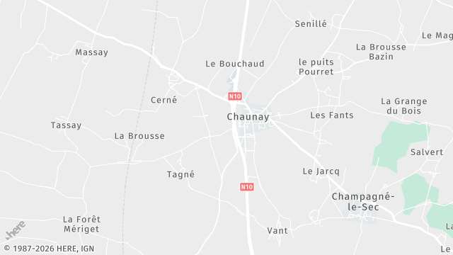 Carte de la zone d'intervention à Chaunay
