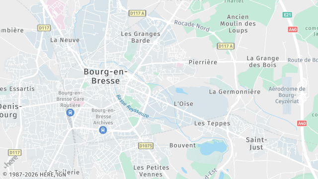 Carte de la zone d'intervention à Bourg-en-Bresse