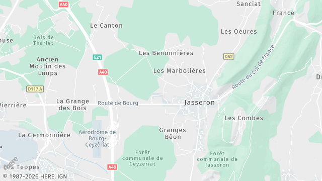 Carte de la zone d'intervention à Jasseron