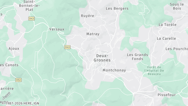 Carte de la zone d'intervention à Deux-Grosnes