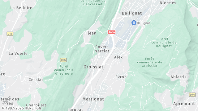 Carte de la zone d'intervention à Groissiat