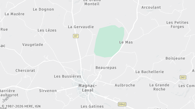 Carte de la zone d'intervention à Magnac-Laval