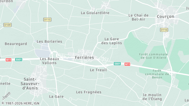 Carte de la zone d'intervention à Ferrières
