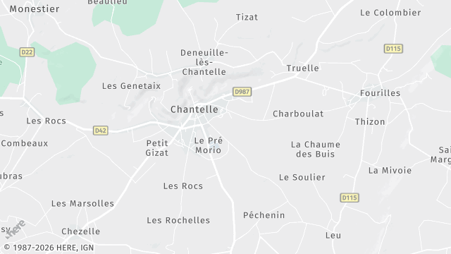 Carte de la zone d'intervention à Chantelle