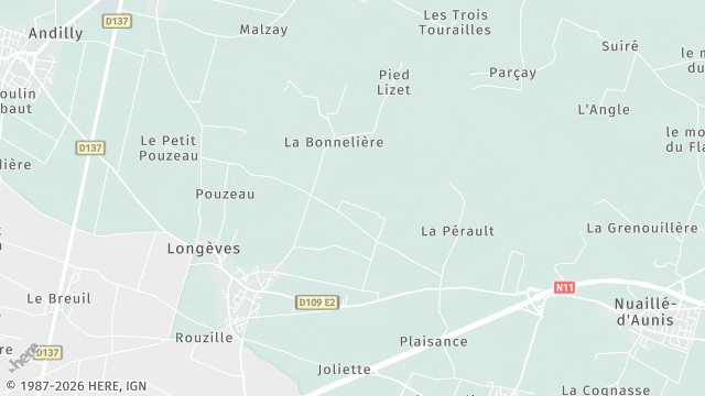 Carte de la zone d'intervention à Longèves