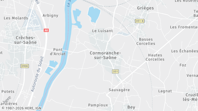 Carte de la zone d'intervention à Cormoranche-sur-Saône