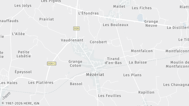 Carte de la zone d'intervention à Mézériat