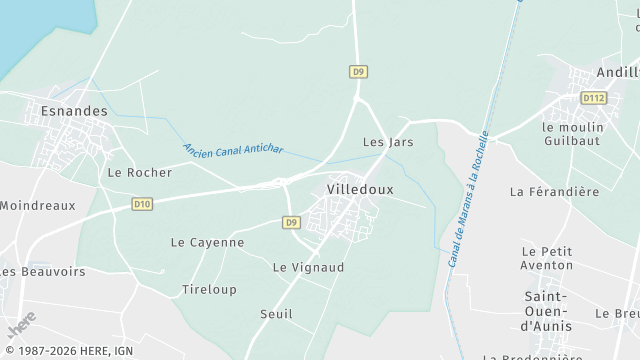 Carte de la zone d'intervention à Villedoux