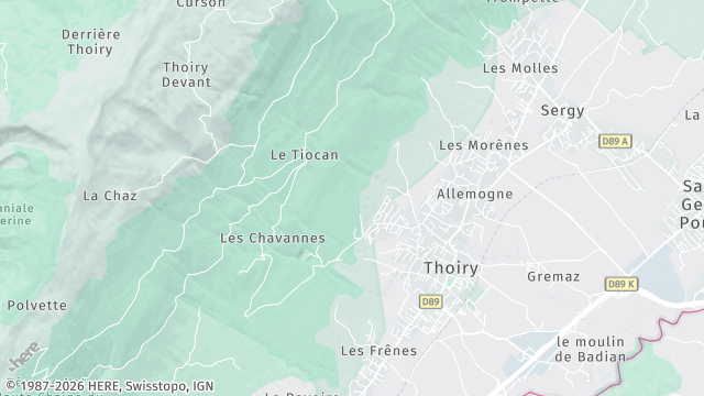Carte de la zone d'intervention à Thoiry