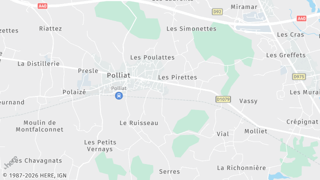 Carte de la zone d'intervention à Polliat