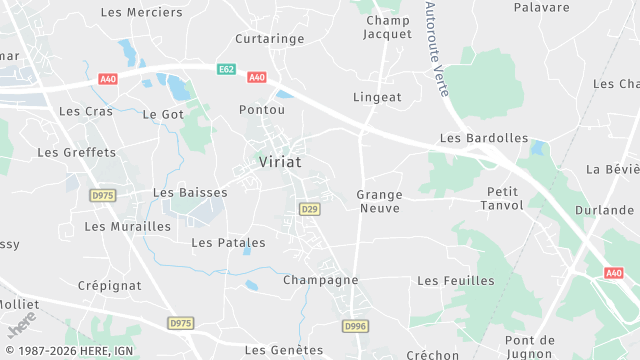 Carte de la zone d'intervention à Viriat