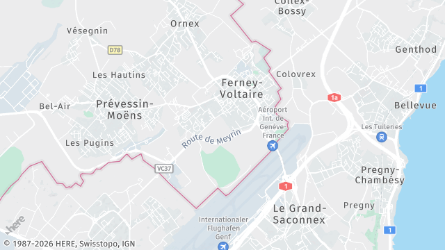 Carte de la zone d'intervention à Ferney-Voltaire