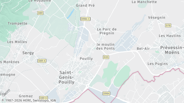 Carte de la zone d'intervention à Saint-Genis-Pouilly