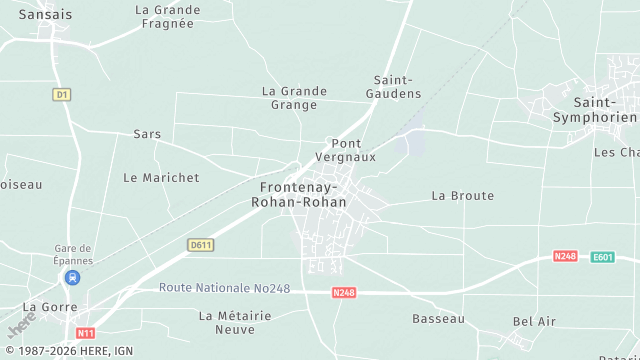 Carte de la zone d'intervention à Frontenay-Rohan-Rohan