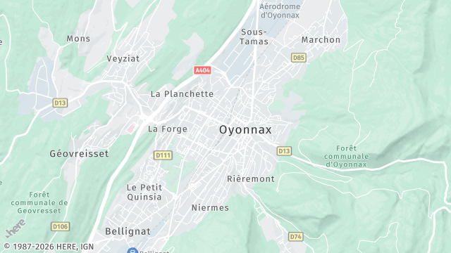 Carte de la zone d'intervention à Oyonnax