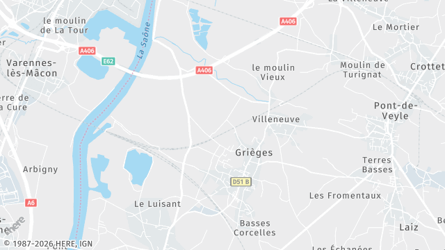 Carte de la zone d'intervention à Grièges