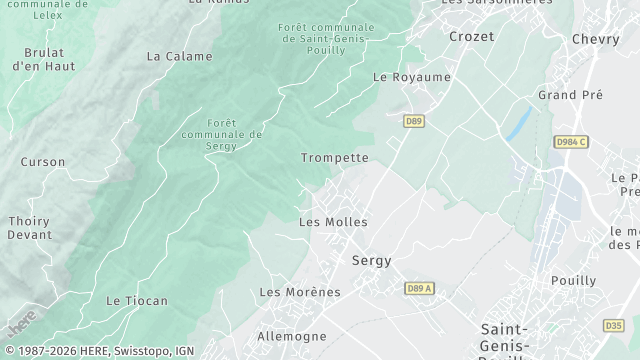 Carte de la zone d'intervention à Sergy