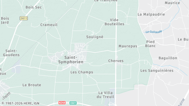 Carte de la zone d'intervention à Saint-Symphorien