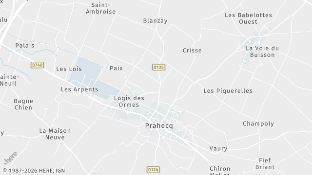 Carte de la zone d'intervention à Prahecq